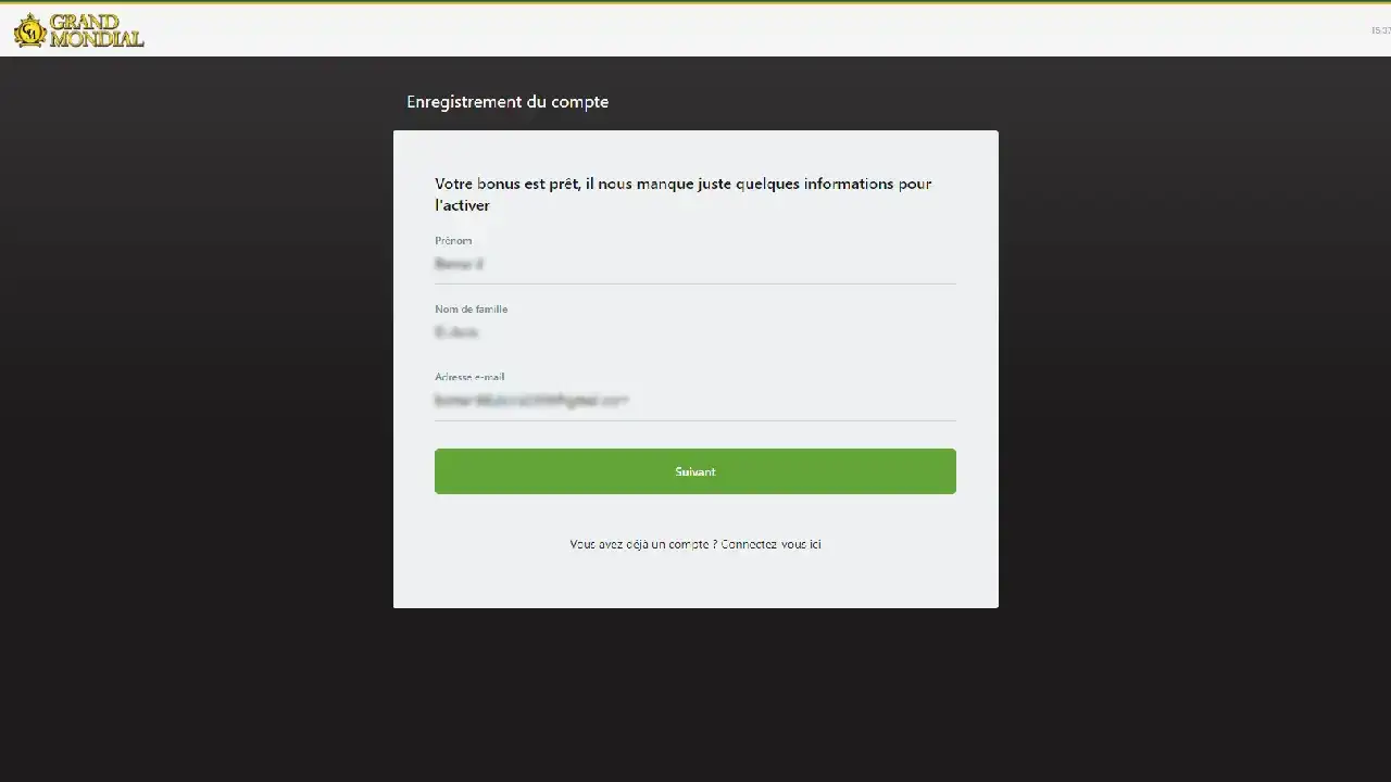 Étape 2 : Remplir le formulaire d'inscription