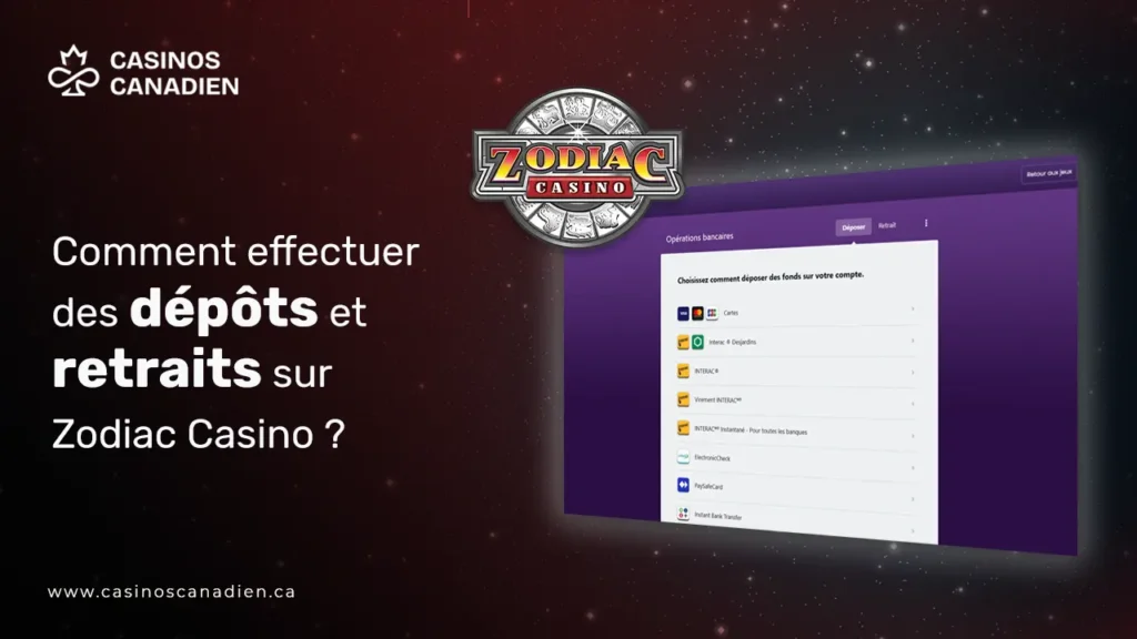 Zodiac Casino Dépôts et Retraits d’argent
